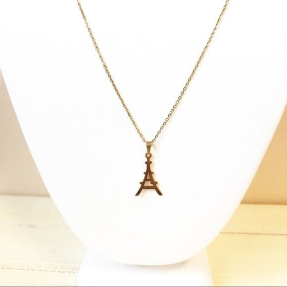 NWT Eiffel Tower Stainless Steel Necklace Earrings - Picture 1 of 4